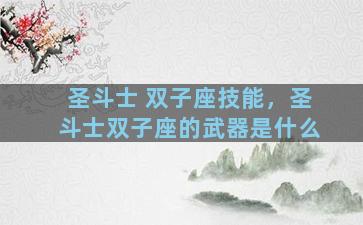 圣斗士 双子座技能，圣斗士双子座的武器是什么